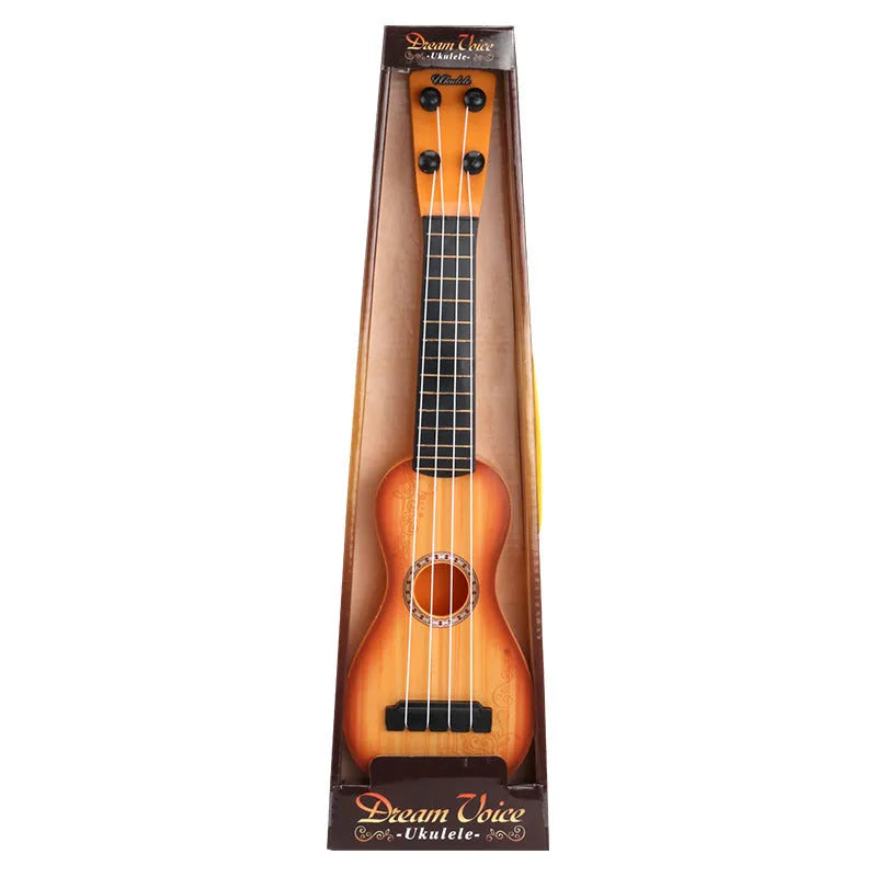 Children's retro-style simulation ukulele toy measuring 38cm with plastic construction