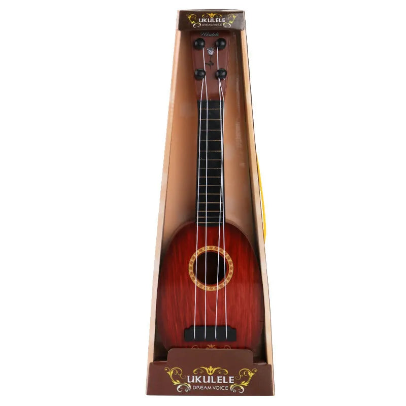 Children's retro-style simulation ukulele toy measuring 38cm with plastic construction