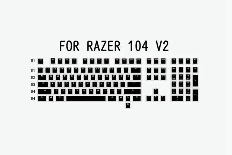 White and black PBT doubleshot pudding keycaps with translucent side legends for mechanical keyboards.