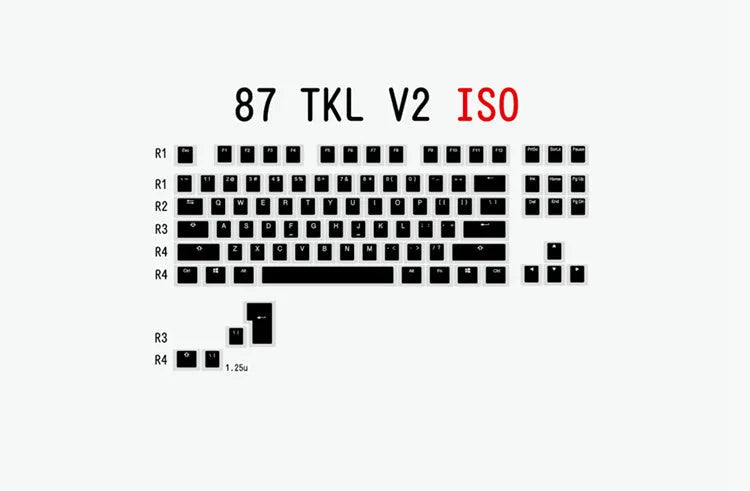 White and black PBT doubleshot pudding keycaps with translucent side legends for mechanical keyboards.