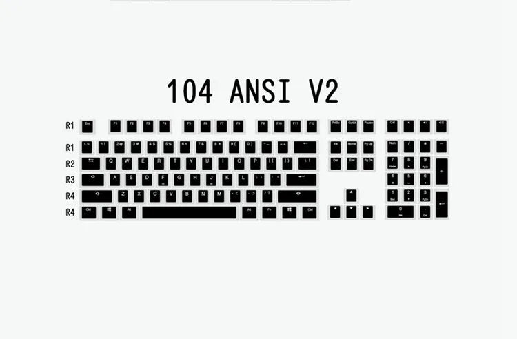White and black PBT doubleshot pudding keycaps with translucent side legends for mechanical keyboards.
