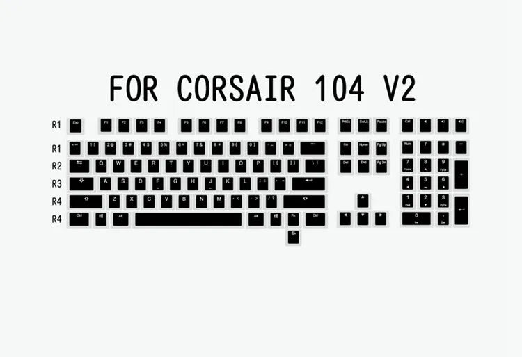 White and black PBT doubleshot pudding keycaps with translucent side legends for mechanical keyboards.