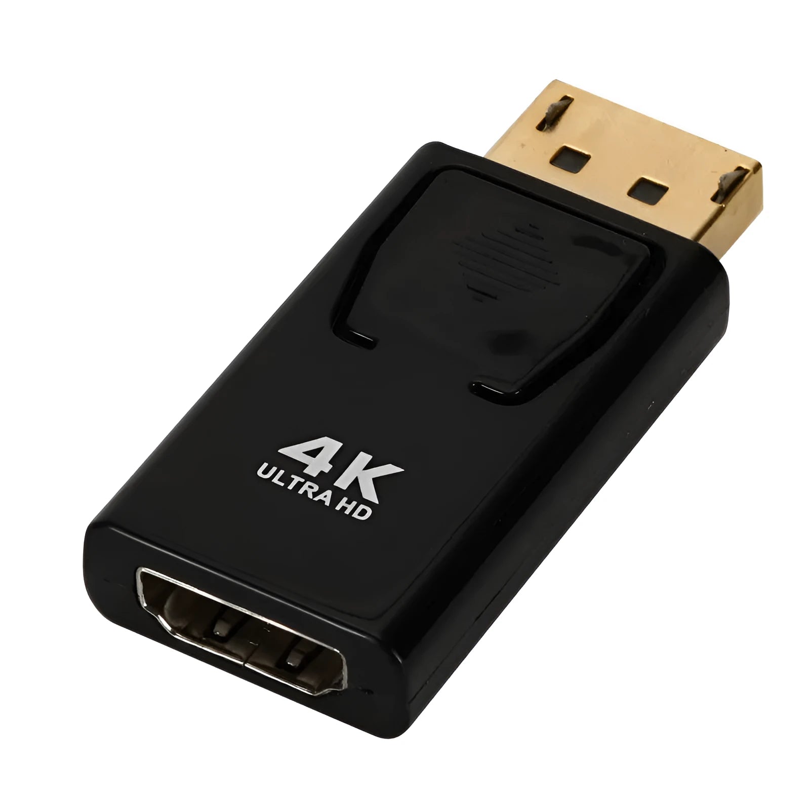 Black DisplayPort to HDMI adapter cable supporting 4K resolution