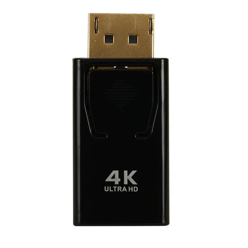 Black DisplayPort to HDMI adapter cable supporting 4K resolution