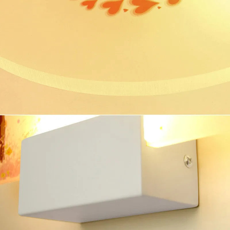White LED wall light with acrylic shade for corridor or staircase, 220V, push button switch, modern simple style
