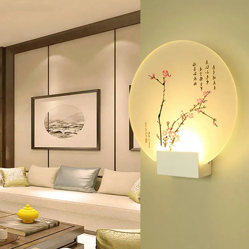 White LED wall light with acrylic shade for corridor or staircase, 220V, push button switch, modern simple style
