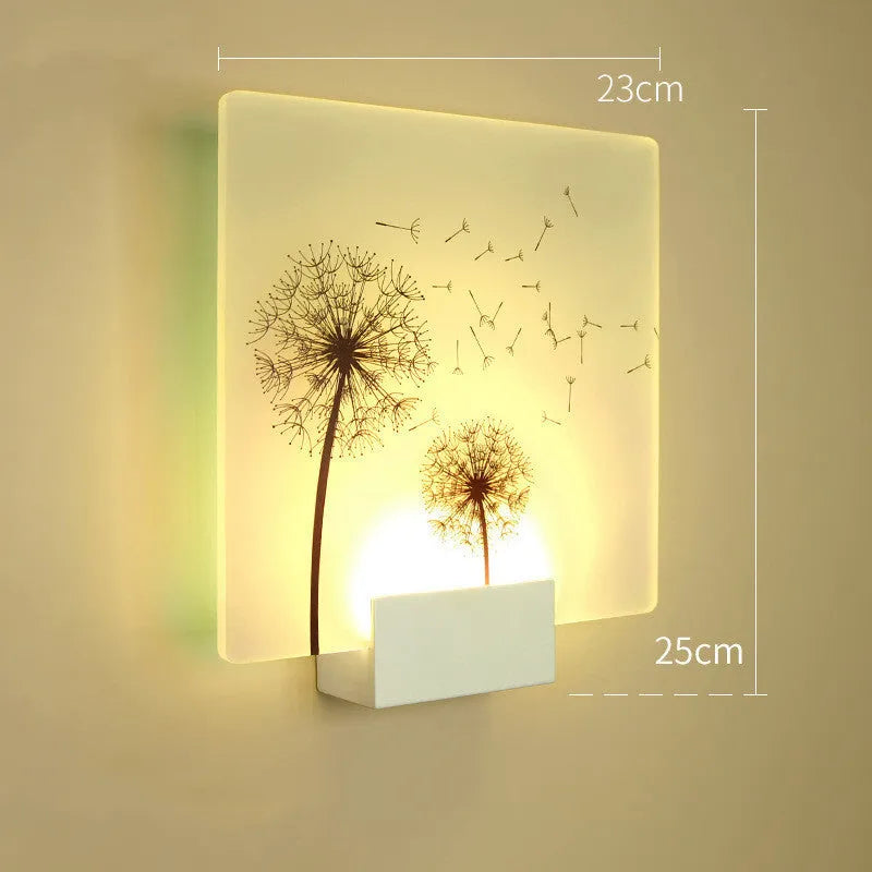 White LED wall light with acrylic shade for corridor or staircase, 220V, push button switch, modern simple style