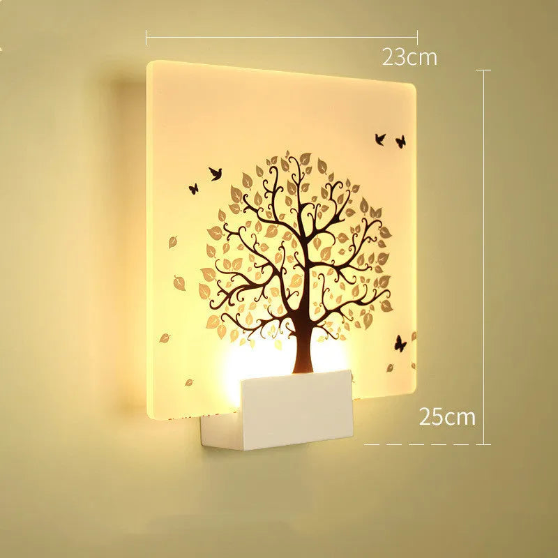 White LED wall light with acrylic shade for corridor or staircase, 220V, push button switch, modern simple style