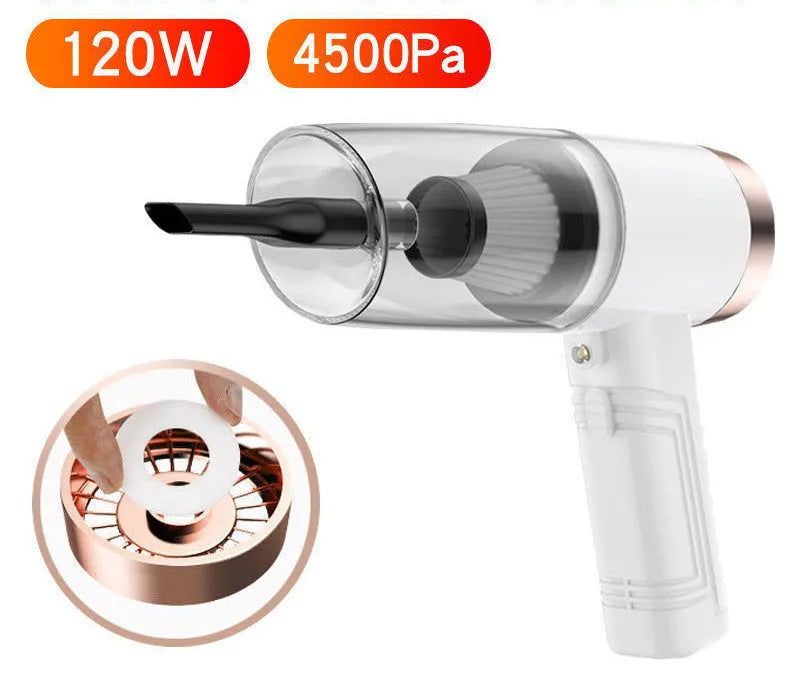 Car vacuum cleaner with accessories in black or white colour with 5-metre power cord