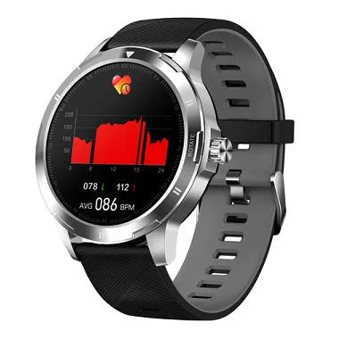 Waterproof sports smart bracelet with 1.28-inch circular touchscreen on silicone wristband