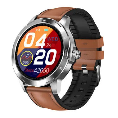 Waterproof sports smart bracelet with 1.28-inch circular touchscreen on silicone wristband