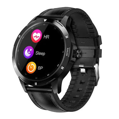 Waterproof sports smart bracelet with 1.28-inch circular touchscreen on silicone wristband