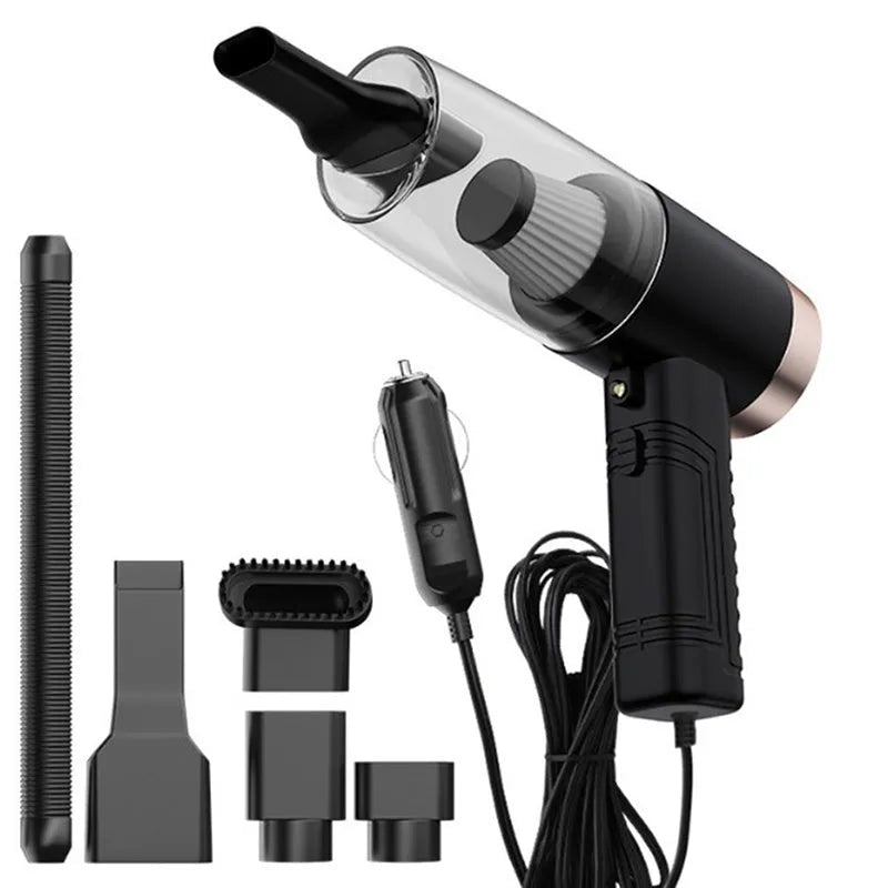 Car vacuum cleaner with accessories in black or white colour with 5-metre power cord