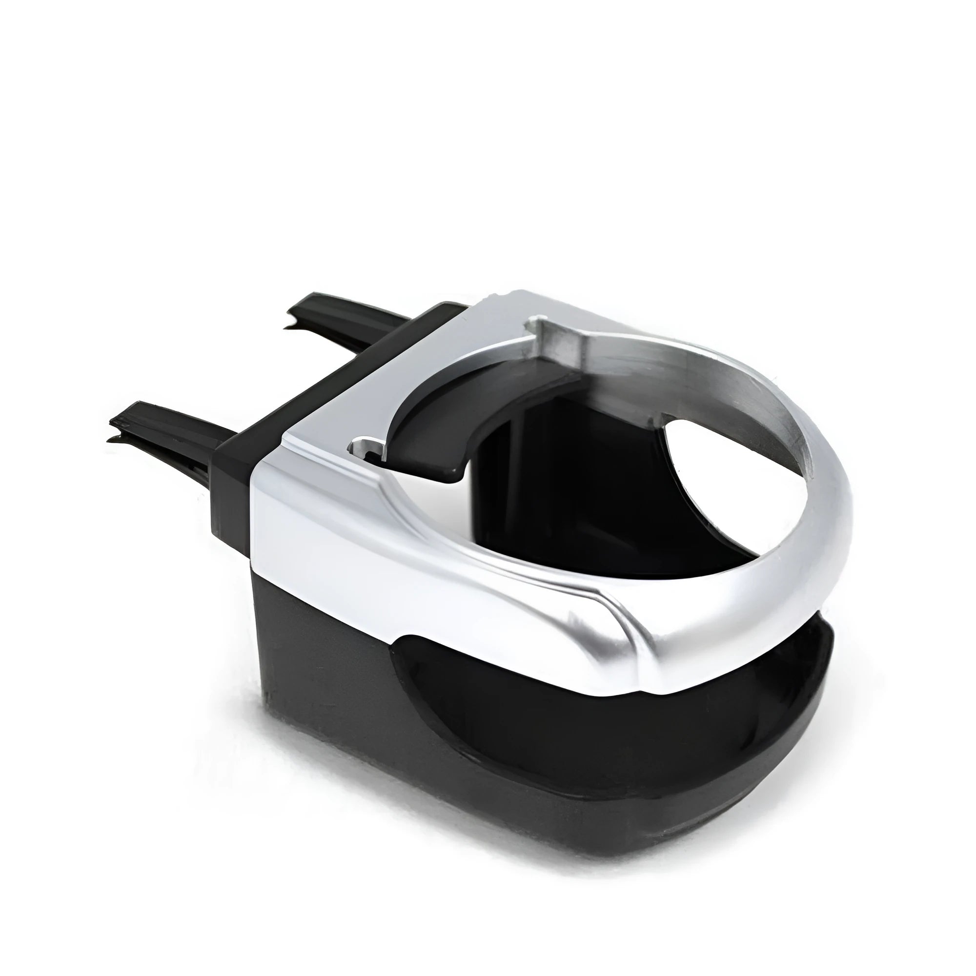 Aluminum alloy car water cup holder clipped onto vehicle air outlet, black colour, with a drink can