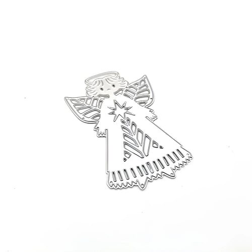 White carbon steel angel embossing mould with hanging loop for card making