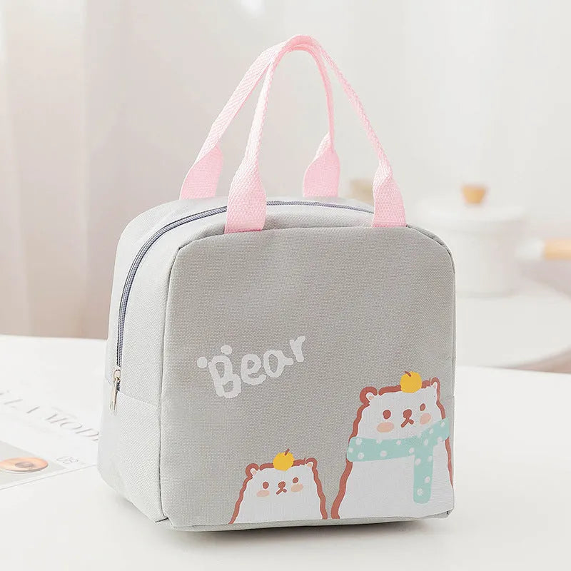 Insulated Oxford cloth lunch bag with thickened thermal layer in office setting