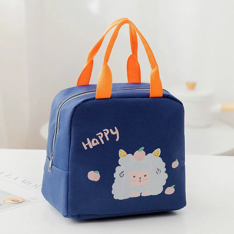Insulated Oxford cloth lunch bag with thickened thermal layer in office setting