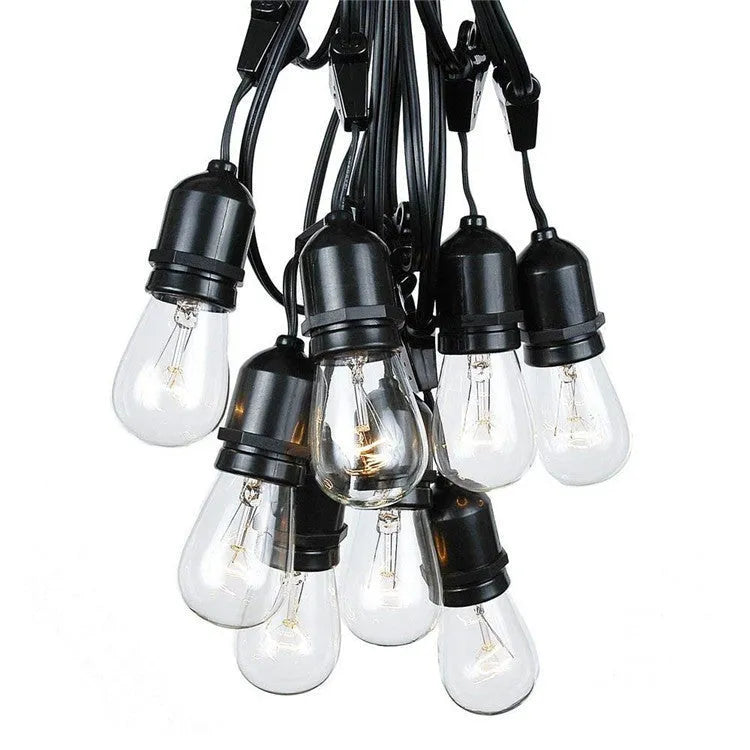 15-metre black LED light string with 15 bulbs for indoor and outdoor decoration