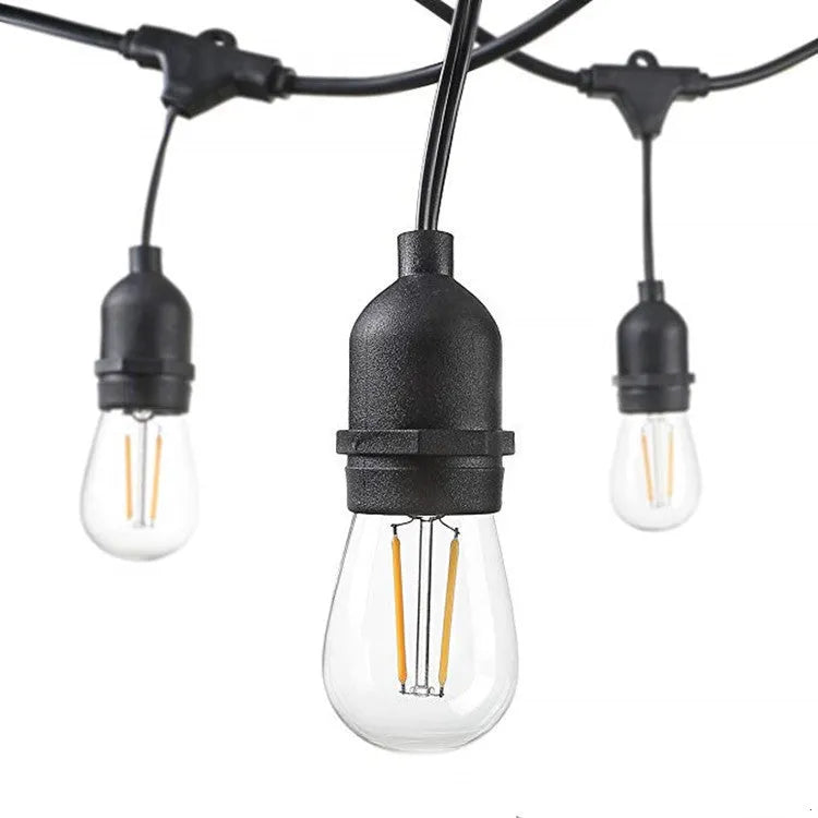 15-metre black LED light string with 15 bulbs for indoor and outdoor decoration