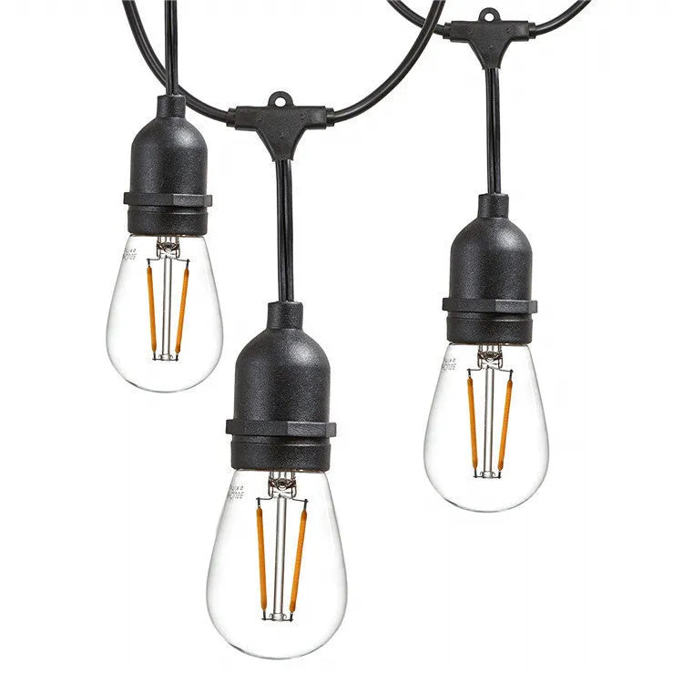 15-metre black LED light string with 15 bulbs for indoor and outdoor decoration
