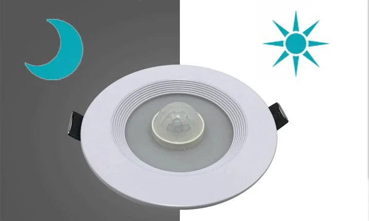 Infrared motion sensing LED downlight spotlight with aluminium housing for ceiling installation
