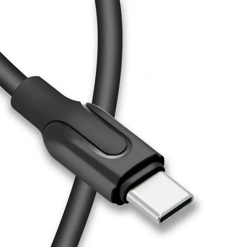 Fast charging USB cable in black, 5A single-head connector for Android Type C or iPhone, 1m length