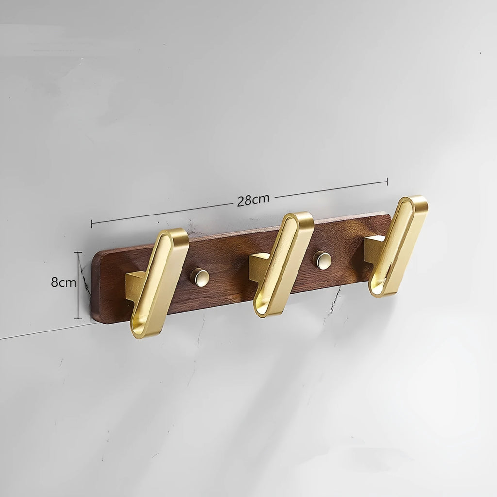 Black walnut aluminium bathroom clothes hooks with brass wire drawing finish in multiple hook configurations