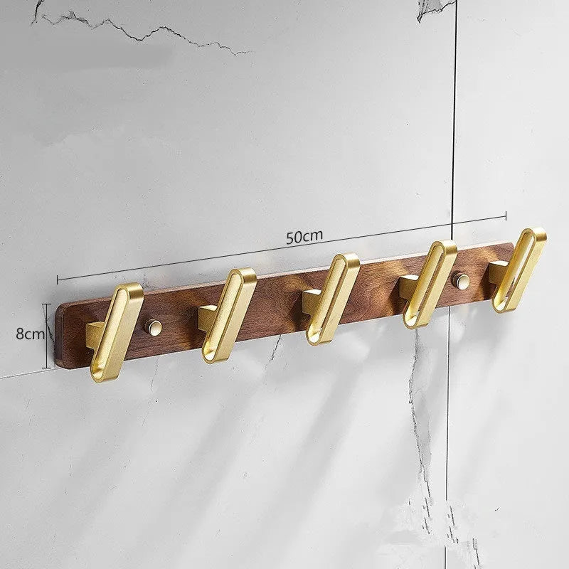 Black walnut aluminium bathroom clothes hooks with brass wire drawing finish in multiple hook configurations