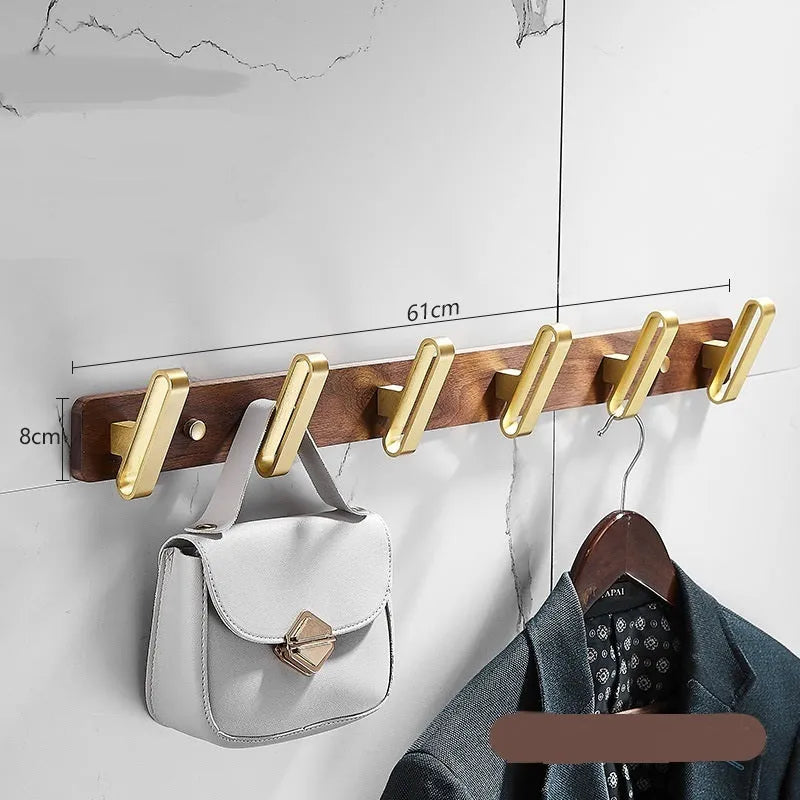 Black walnut aluminium bathroom clothes hooks with brass wire drawing finish in multiple hook configurations
