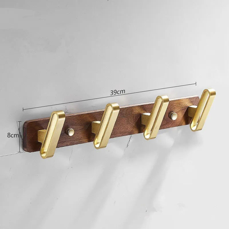 Black walnut aluminium bathroom clothes hooks with brass wire drawing finish in multiple hook configurations