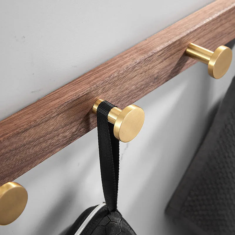Black walnut aluminium bathroom clothes hooks with brass wire drawing finish in multiple hook configurations