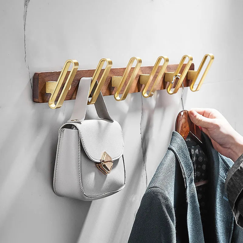 Black walnut aluminium bathroom clothes hooks with brass wire drawing finish in multiple hook configurations