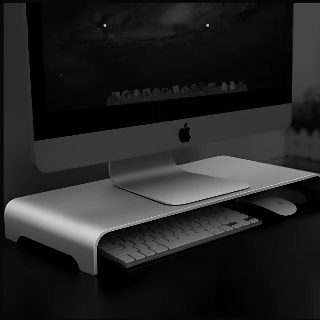 Silver aluminium alloy computer monitor increase rack size 42x22x6cm with open base storage