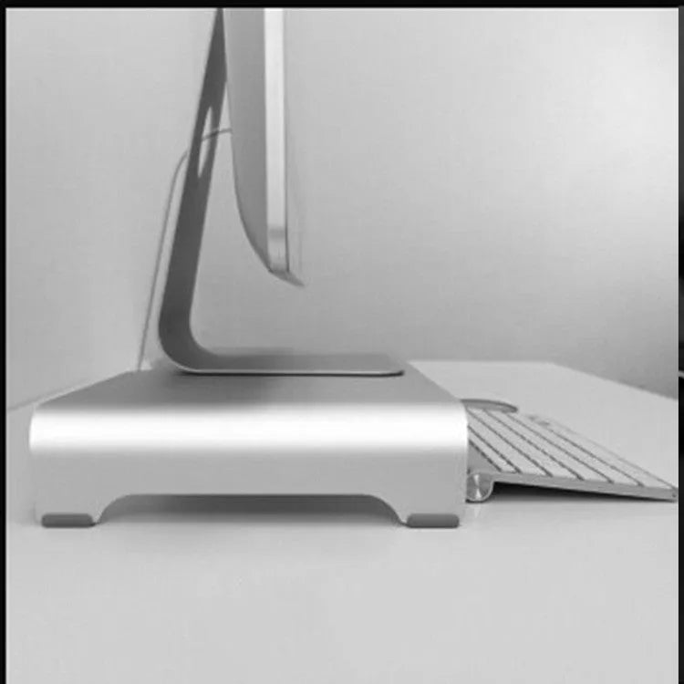 Silver aluminium alloy computer monitor increase rack size 42x22x6cm with open base storage