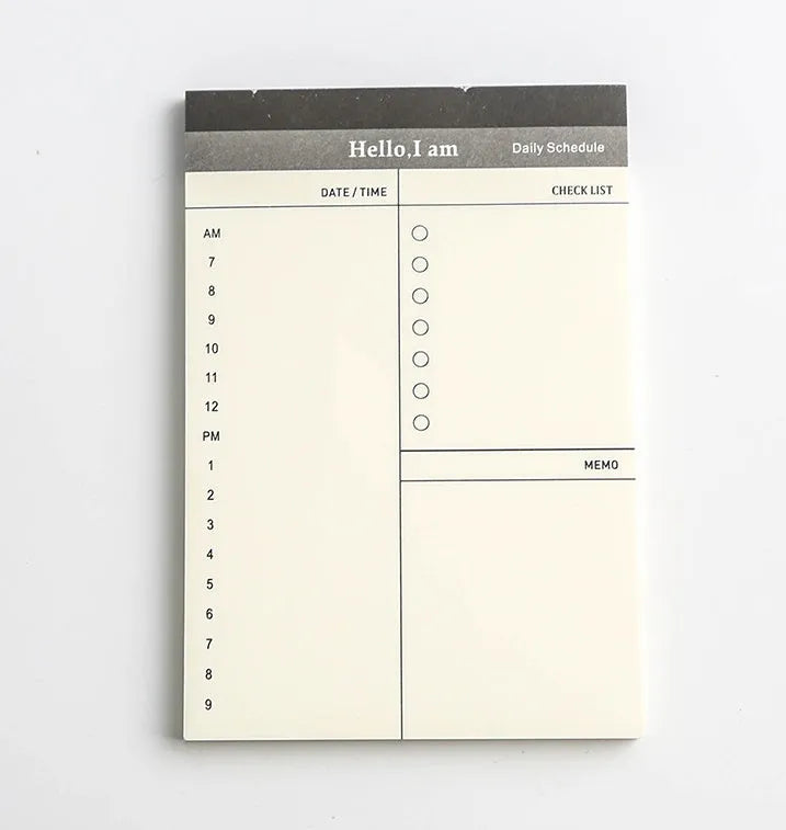 Business day planner notepad with paper cover, 52 pages, four colour options for daily plan, message book, schedule book, calendar