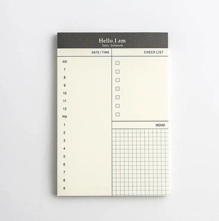 Business day planner notepad with paper cover, 52 pages, four colour options for daily plan, message book, schedule book, calendar