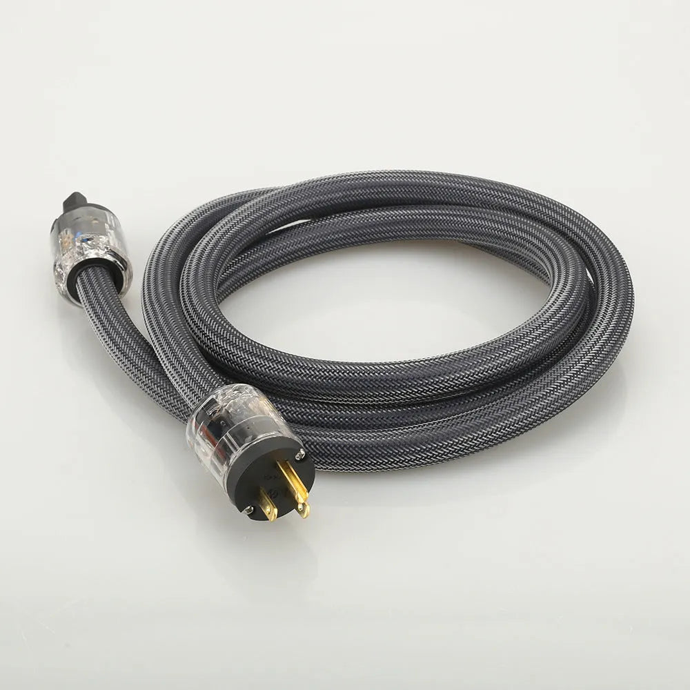 Pure copper HiFi power cord with US plug, 1.5 metre length for audio amplifier connection