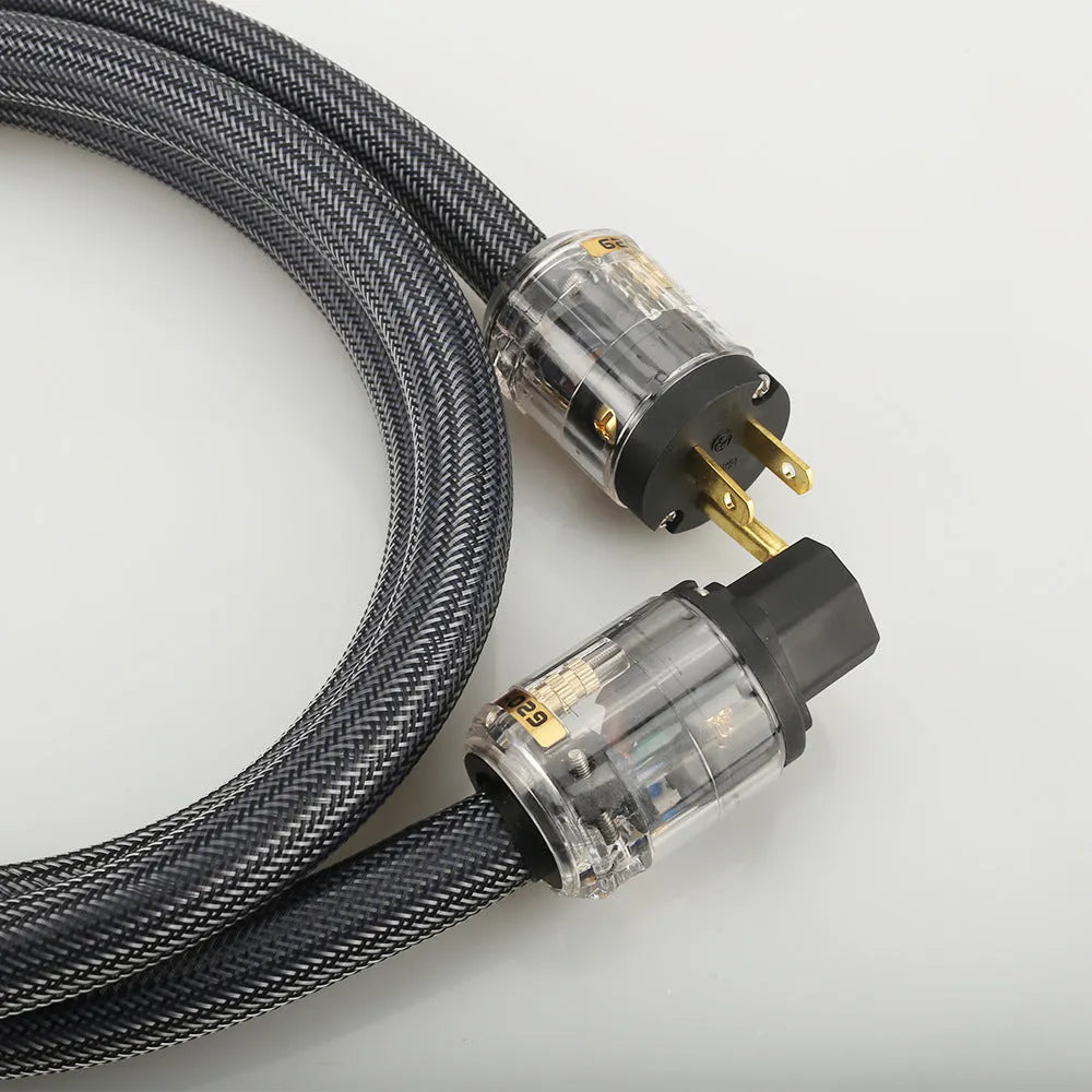 Pure copper HiFi power cord with US plug, 1.5 metre length for audio amplifier connection