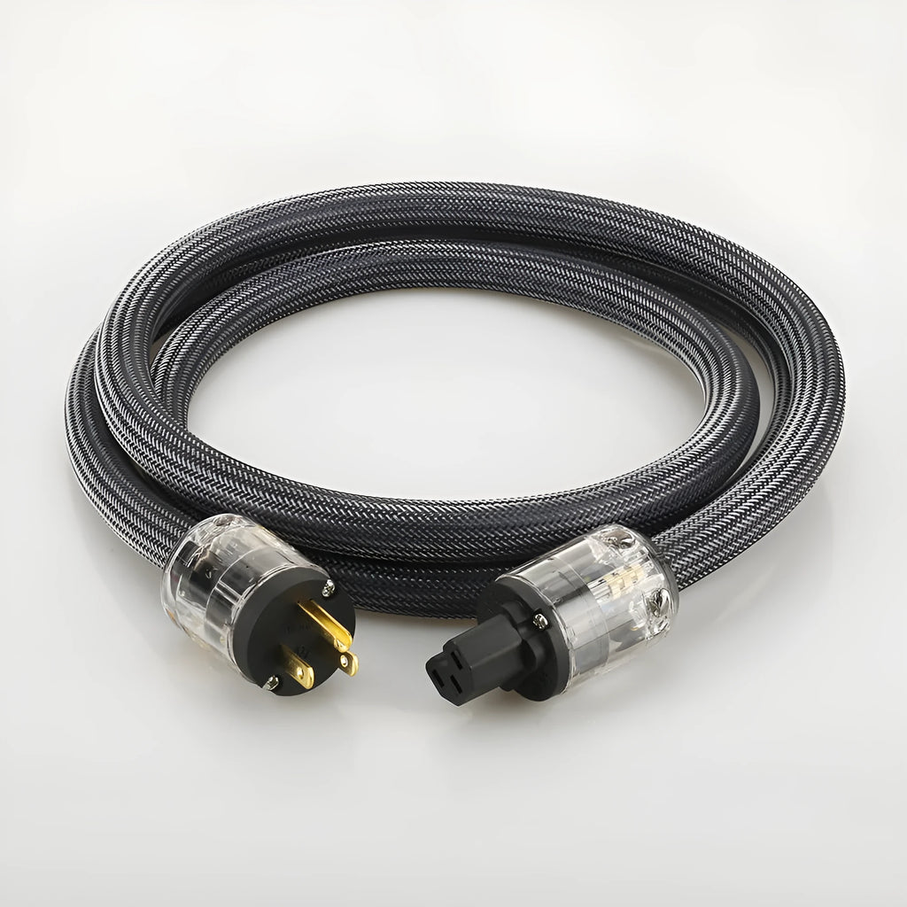 Pure copper HiFi power cord with US plug, 1.5 metre length for audio amplifier connection