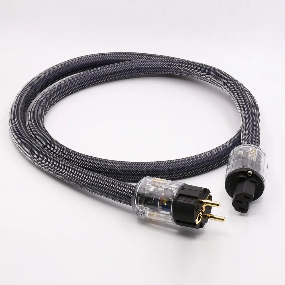 Pure copper HiFi power cord with US plug, 1.5 metre length for audio amplifier connection