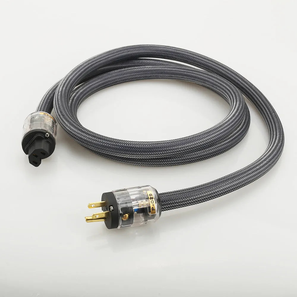 Pure copper HiFi power cord with US plug, 1.5 metre length for audio amplifier connection
