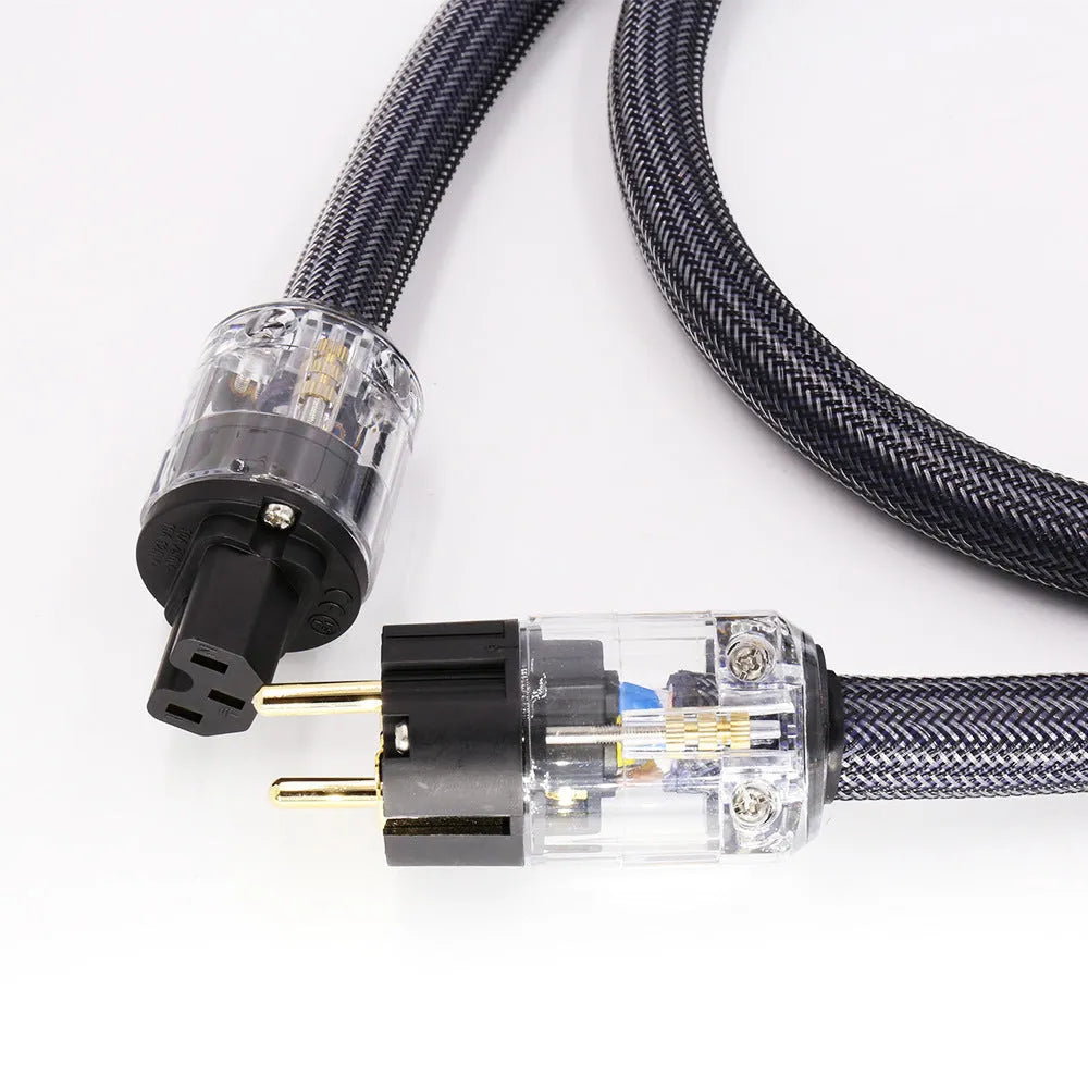 Pure copper HiFi power cord with US plug, 1.5 metre length for audio amplifier connection