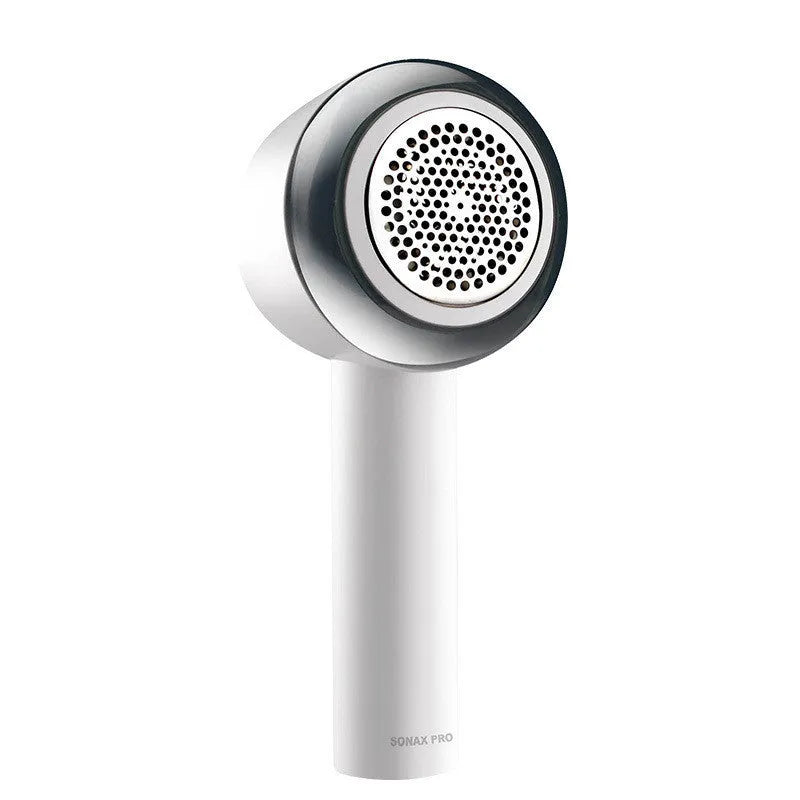 White rechargeable clothes shaver for removing pilling from jumpers and jerseys