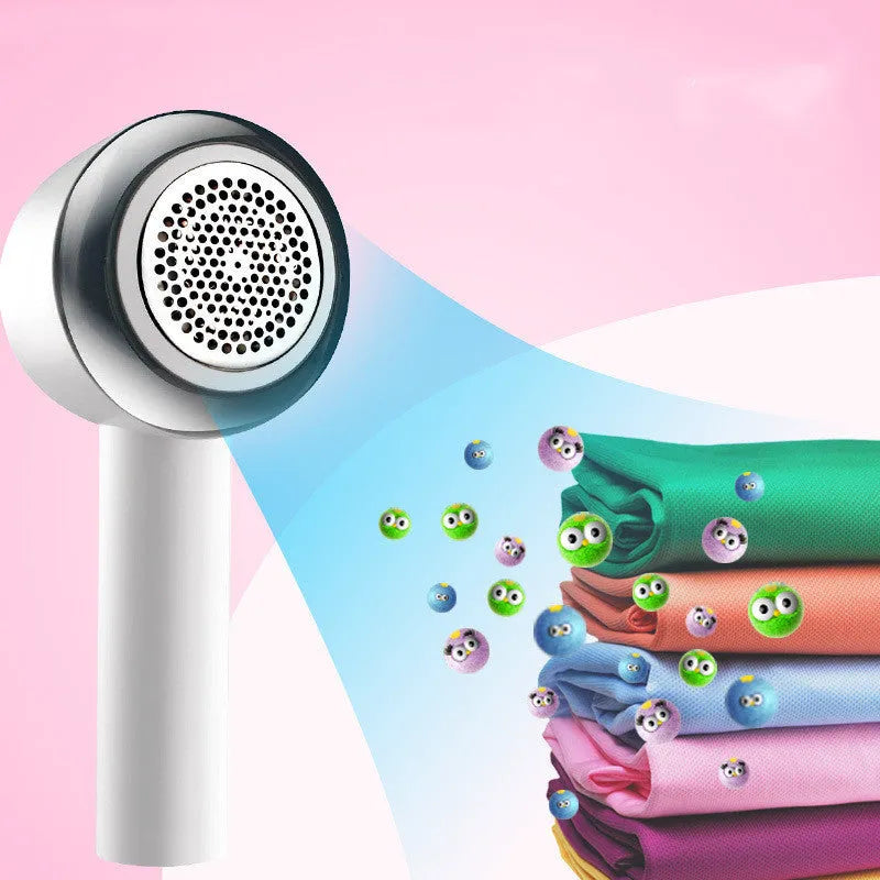 White rechargeable clothes shaver for removing pilling from jumpers and jerseys