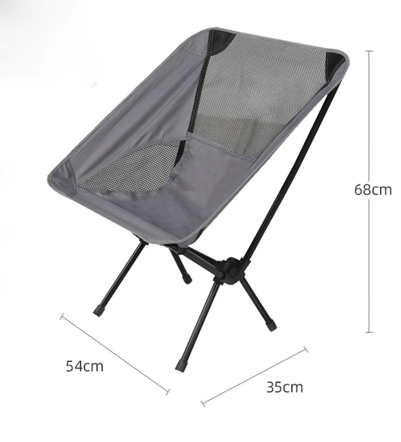 Ultralight folding camping chair with blue 600D Oxford cloth seat and iron frame folded with carry bag