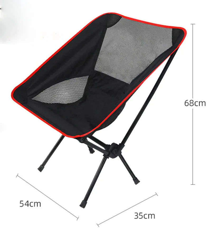 Ultralight folding camping chair with blue 600D Oxford cloth seat and iron frame folded with carry bag