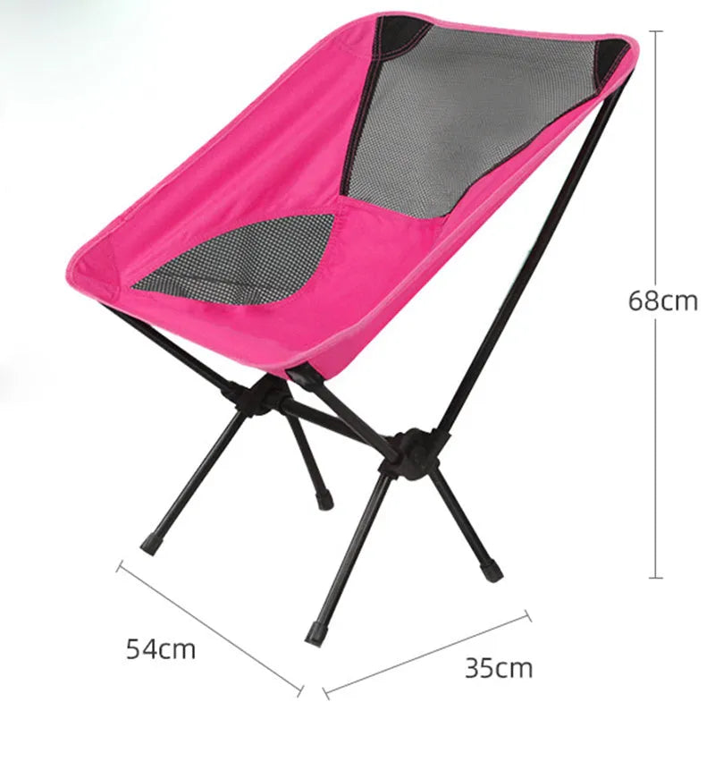 Ultralight folding camping chair with blue 600D Oxford cloth seat and iron frame folded with carry bag