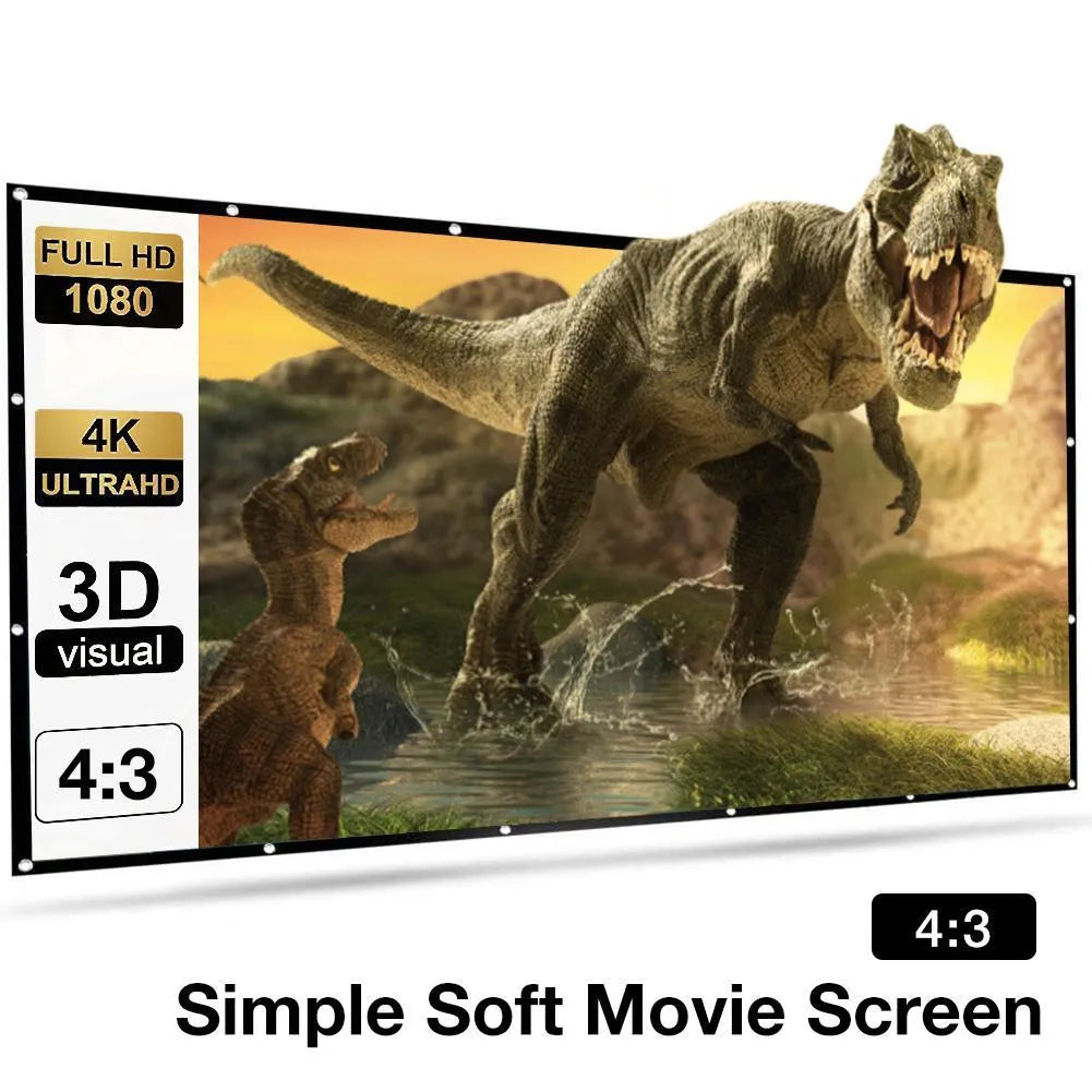 150-inch white polyester soft foldable projector screen showing 4:3 aspect ratio