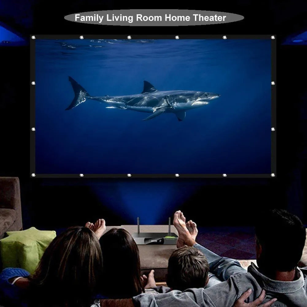 150-inch white polyester soft foldable projector screen showing 4:3 aspect ratio