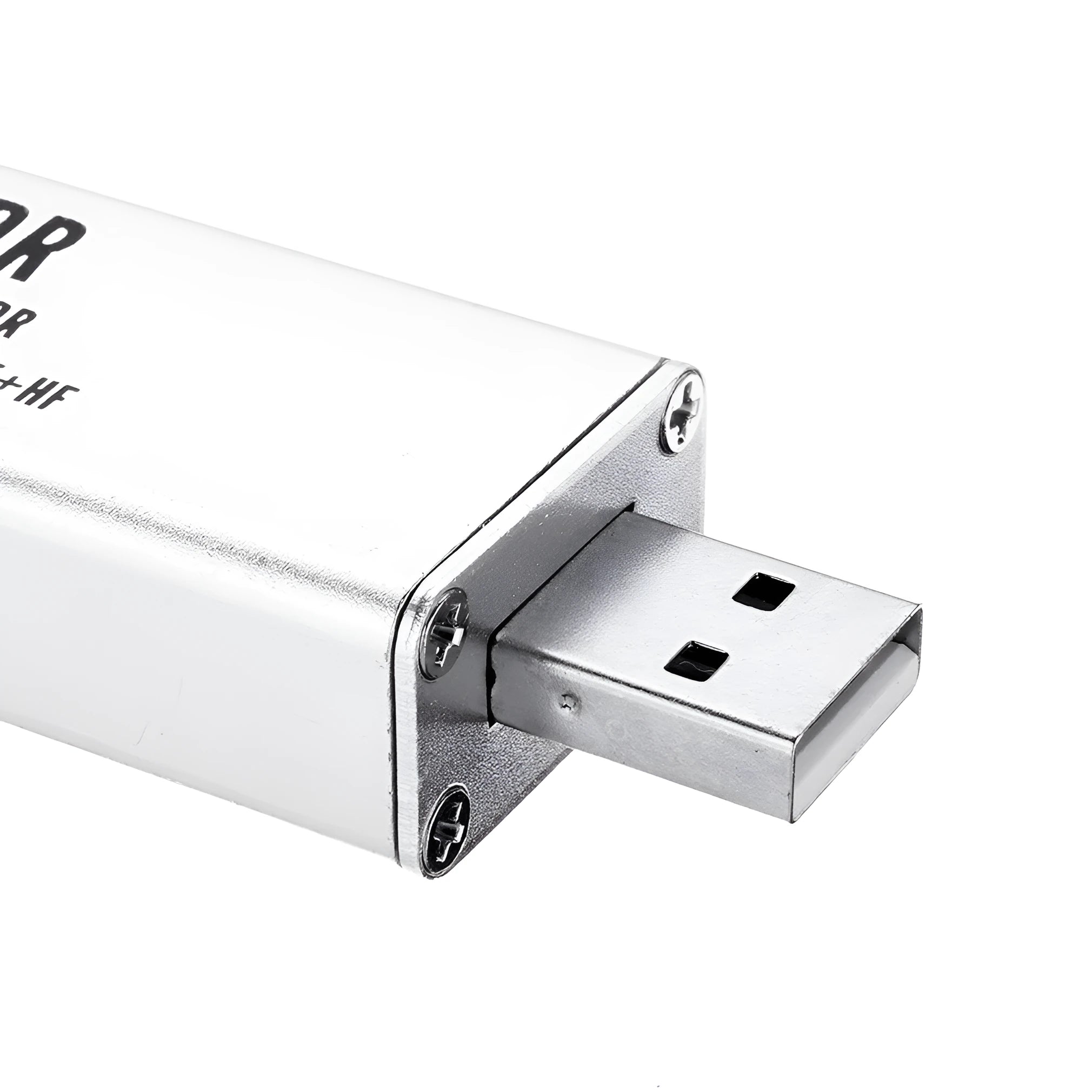 A300U black metal SDR software defined radio receiver with gold SMA connector for aviation ADS-B and 25MHz-1700MHz band.